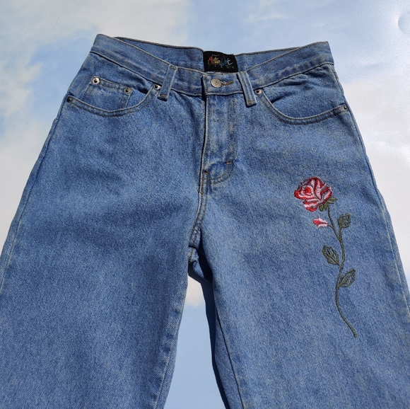 Vintage Jeans Vintage Embroidered Jeans Blue Jeans Mujer - Picture 9 of 12